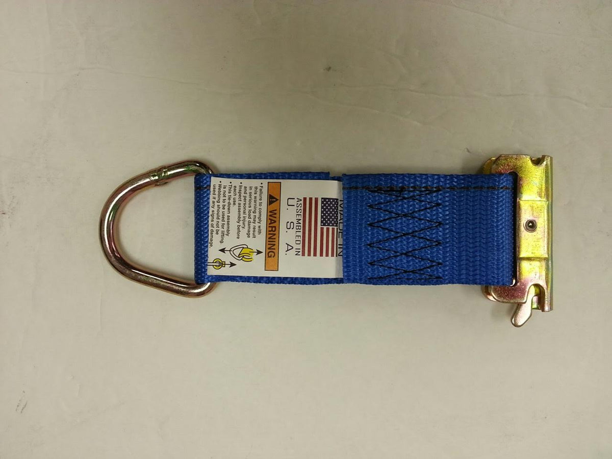 Rope Tie Assembly w/ Spring Loaded End Fitting and D-Ring-Blue