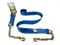 4" Premium Diamond Weave Ratchet Strap Grab Hook Chain Ends - Length and Color Options