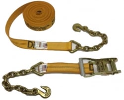 2" Diamond Weave Ratchet Strap with Grab Hook Chain Ends - Length and Color Options