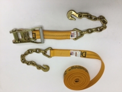 2" Diamond Weave Ratchet Strap w Chain Grab Ends. (length options)