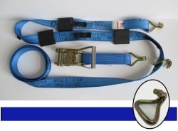 10 ft Diamond Weave ratchet wheel strap with double J wire hooks -Blue