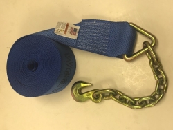 4" x 32' Winch Strap Diamond Weave w Chain Extension 3/8" G70 SMALL V