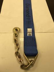 4" x 14' Winch Strap Diamond Weave w Chain Extension 3/8" G70