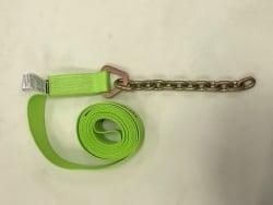 2" x 18' Hi-VIZ Green DIAMOND WEAVE Strap with 12" Chain Tail