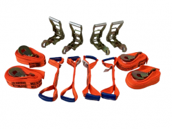 8 Point Kit DIAMOND WEAVE Rollback / Flatbed Car Tie-Downs with Twisted Snap Hooks (color options)