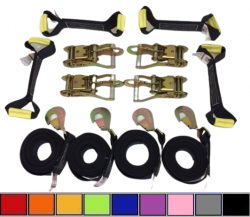 8 Point Kit DIAMOND WEAVE Rollback / Flatbed Car Tie-Downs with Twisted Snap Hooks (color options)