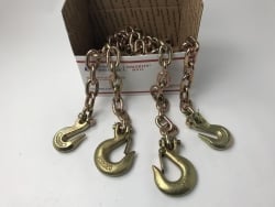 2 Pack of 3/8" x 10' G70 Heavy Equipment Chains with Grab / Slip Hooks and USPS Priority Shipping Included!