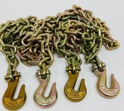 2 Pack of 3/8" x 10' G70 Heavy Equipment Chains with Grab Hooks and USPS Priority Shipping Included!