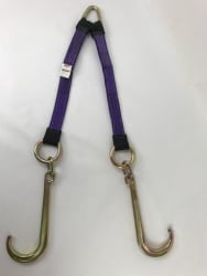 24" DIAMOND WEAVE Towing V-Bridle Strap with Big 15" Forged J-Hooks (color options)