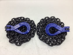 2 Pack of 3/8" x 10' G100 Safety Chains with Self Locking Hooks and USPS Priority Shipping Included!