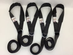 4 Pack of 8' Back-In-Black Lasso Straps with 18" Cordura Sleeves and USPS Priority Shipping Included!