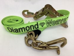 One Set of 10' Hi-VIZ Green DIAMOND WEAVE Frame Hook Strap with Snap Hook Ratchet Handle and USPS Priority Shipping Included!