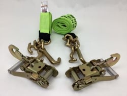 2 Pack of 10' Hi-VIZ Green DIAMOND WEAVE Frame Hook Straps with Snap Hook Ratchet Handles and USPS Priority Shipping Included!