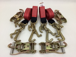 4 Pack of 10' Red DIAMOND WEAVE Frame Hook Straps with Swivel-J Ratchet Handles and USPS Priority Shipping Included!