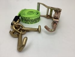 One Set of 10' Hi-VIZ Green DIAMOND WEAVE RTJ Frame Hook Strap with Swivel-J Ratchet Handle and USPS Priority Shipping Included!