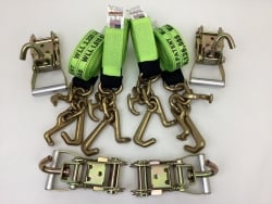 4 Pack of 10' Hi-VIZ Green DIAMOND WEAVE Frame Hook Straps with Swivel-J Ratchet Handles and USPS Priority Shipping Included!