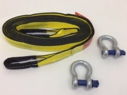 2" x 20' Yellow Double Ply Tow & Recovery Strap with 5/8" Screw Pin Shackles and USPS Priority Shipping Included!