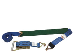 10 ft Low Profile Grip Sleeve Diamond Weave Double-J Wire Hook Ratchet Wheel Strap - double J wire hooks-BLUE
