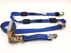 10 ft Diamond Weave ratchet wheel strap w wire hooks -Blue