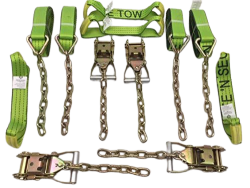 TECNIC WEBBING 8 point rollback wrecker strap kit with chain tails
