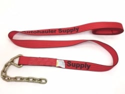 2" x 14' Red TECNIC Webbing Strap with 12" Chain Tail