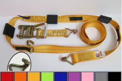 2" x 10' DIAMOND WEAVE Wheel Strap with Cleats and Double-J Ratchet Handle - Color Options