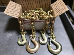 20ft 3/8" G70 Heavy Equipment Securement Chain with Grab / Slip Hook Combo