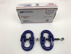 2 Pack 1/2" V10 G100 Blue Hammerlock Coupling Link Kits for Heavy Duty Truck Safety Chain Towing Hitch and USPS Priority Shipping Included!