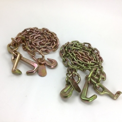 Pair of  5/16" x 12' G70 Auto Transport FLATBED Chain with RTJ Cluster Hooks+GRAB and USPS Priority Shipping Included!