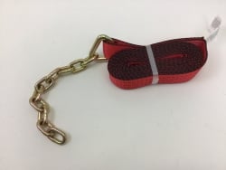 2" x 18' Red TECNIC Webbing Strap with 12" Chain Tail