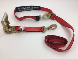 Combo Axle RED TECNIC WEB Strap with Ratchet and Twisted Snap Hooks