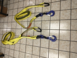 PAIR 3" X 30' triple ply safety straps with 1/2" Grade 100 Peerless Safety Hook