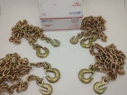 4 pack of 3/8 x 10 ft Grab Hook and Safety Hook Grade 70 Chains - USPS Priority Shipping Included!