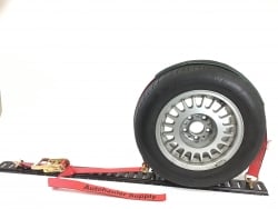 10ft Horizontal E-Track Ratchet Wheel Strap- Low Pro: Idler & Grip Sleeve- Red Tecnic Webbing