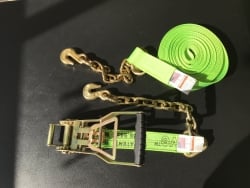 2 x 30 ft Chain and Grab Hook End Cargo Strap with Reverse European Ratchet and Diamond Weave Webbing