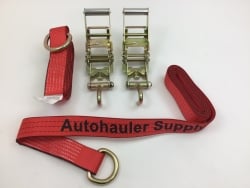 2 PACK Mini Ratchet with Finger Hook and D ring TECNIC Wheel Lift Strap FREE USPS SHIPPING
