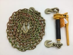 5/16 x 20' grade 70 Binder Chain with 2 clevis grab hook / 5/16" - 3/8" Yellow Peerless QUIKBINDER PLUS Includes USPS Shipping