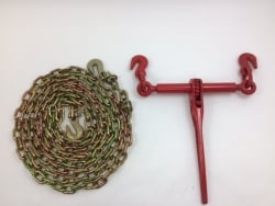5/16 x 20' grade 70 Binder Chain with 2 clevis grab hook and 5/16 - 3/8 Ratchet Load Binder KIT