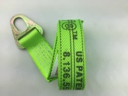 2" x 8'  Hi Viz Green DIAMOND WEAVE Chevron Wheel Lift Strap with Oval Hole