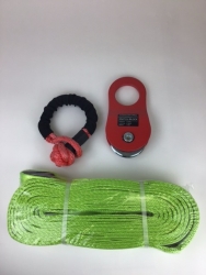 3"X30' Recovery Strap with 1/2 inch 12,000 lbs WLL Rope Shackle and 10 Ton Snatch Block Kit USPS Shipping Included