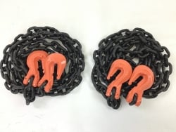 2 Pack of 3/8" x 10' G 100 Heavy Equipment Chains with laclede Grab Hooks and USPS Priority Shipping Included!