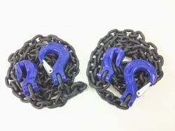 2 Pack of 1/2" x 10' G100 Heavy Equipment Safety Chains with Peerless Grab / Sling Hooks