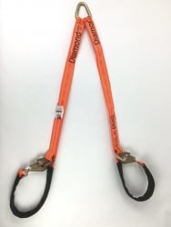 57" Diamond Weave Webbing Towing V-Bridle Strap with Twisted Snap Hooks and Delta Rings