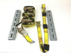 Low Profile Auto Tie-Down Kit includes Vertical E track and 4 Ratchet Wheel STraps