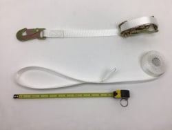 1 X 14' White Tent Strap Ratchet Straps with Loop Ends