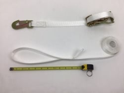 1" X 14' White Tent Strap Flat Snap Hook Ratchet Straps with Loop Ends