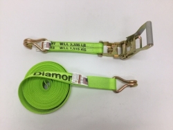 2" x 50' Ratchet Strap Diamond Weave Hay Bale Strap w Double J Wire Hooks