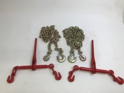 2 PACK- 3/8 X 10ft Grade 70 Chain with Grab and Slip hook with 6,600 lb WLL Chain Binder