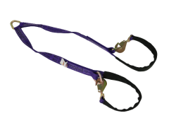 57" Purple Diamond Weave Webbing Towing V-Bridle Strap with Twisted Snap Hooks & Delta Rings