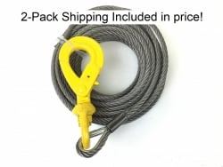 3/8 x 75' Fiber Core Winch Cable with Self Locking Swivel Hook- 2 Pack- Shipping included